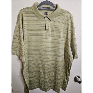 Tiger Woods Nike‎ Polo Shirt Mens XL Green Striped S/S Golf Shirt